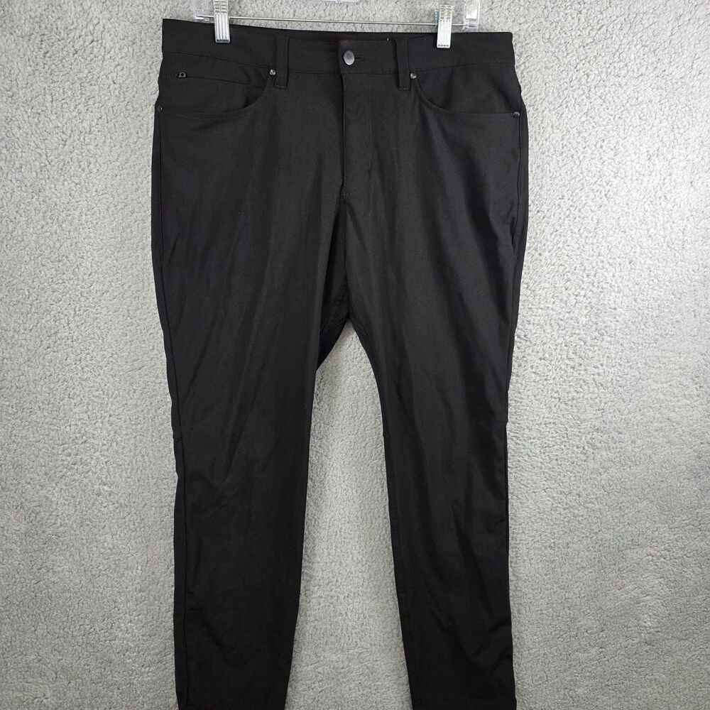 LINEARFLEX Mens Black Performance Stretch Pants W32 L30 Zipper Fly Casual Work